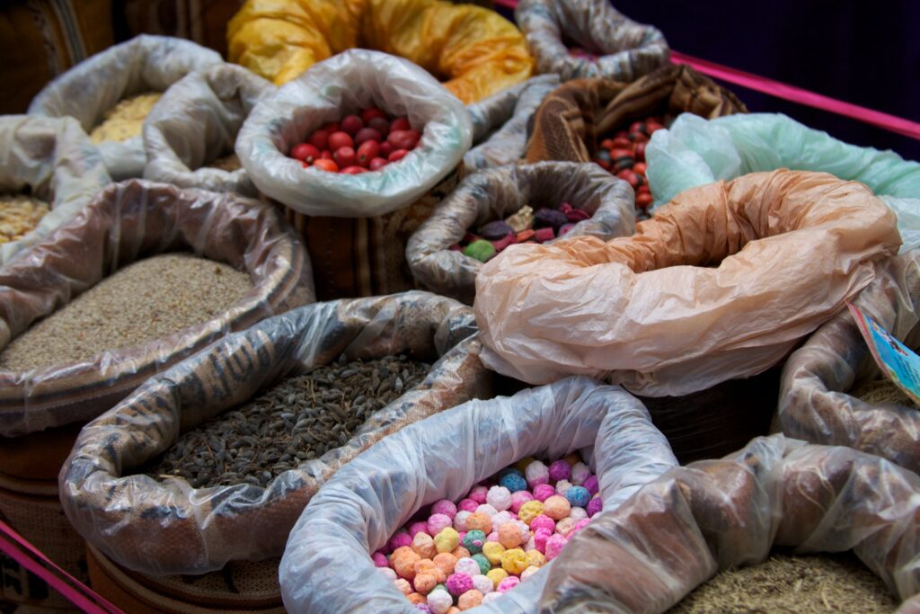 Snacks and dry goods on sale at one of the many markets in Cusco.